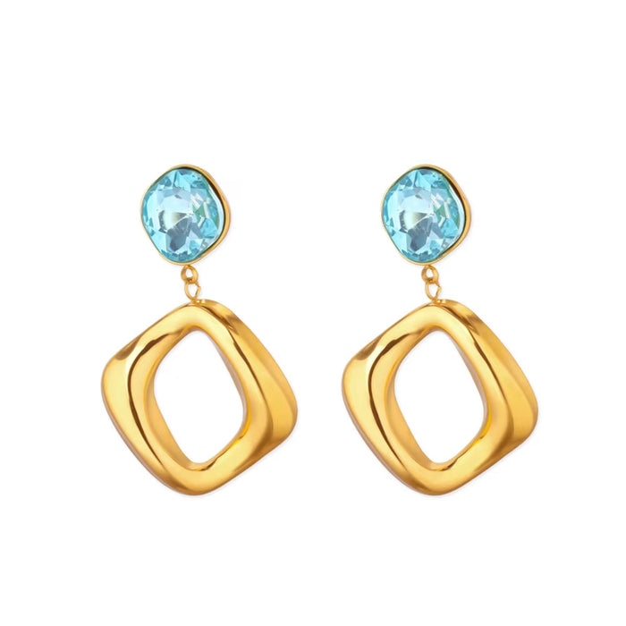 Wholesale Stainless Steel Earrings Double-Layer Glossy  Geometric Earrings