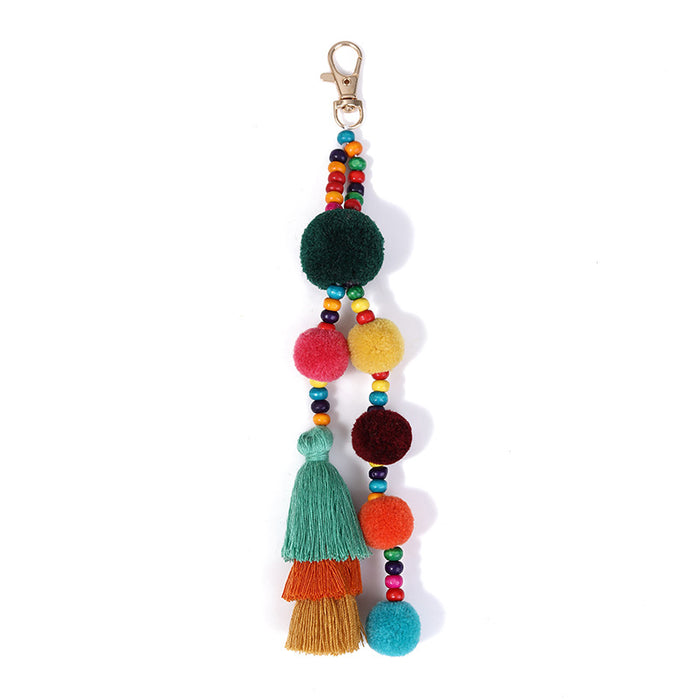 Wholesale Polyester Colorful Fur Ball Tassel Keychain JDC-KC-ZhenZhen002