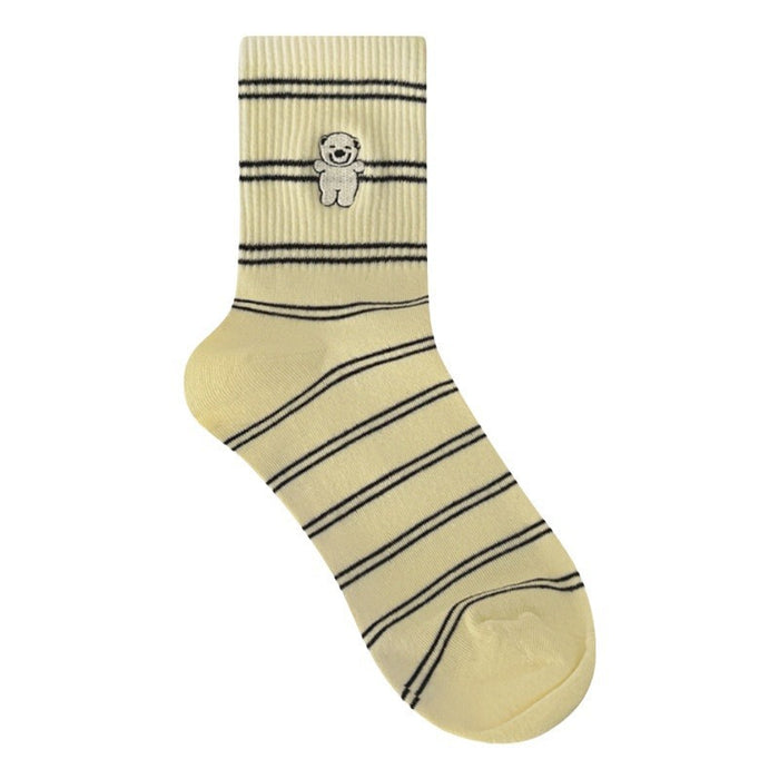 Wholesale Cute striped mid tube socks, casual pile socks