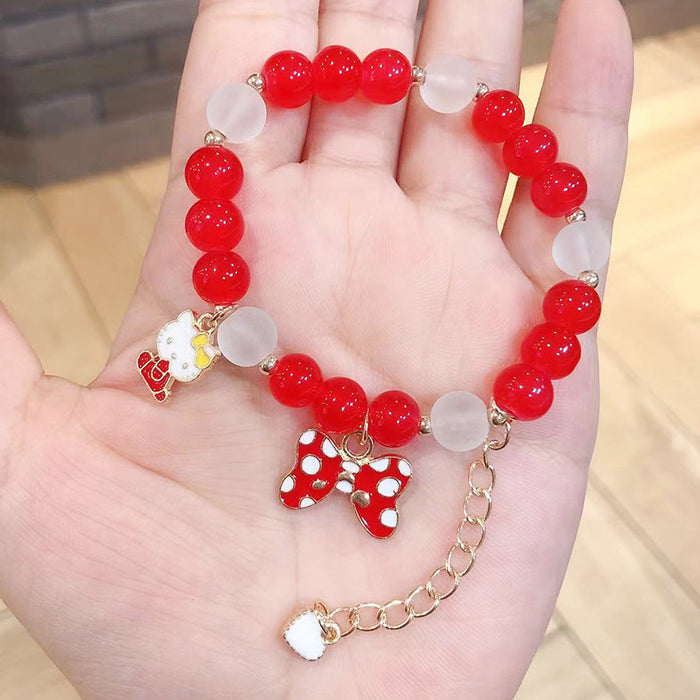 Wholesale Simple Cartoon Jade Color Beaded Handmade Bracelet Alloy Female Student Glass Bracelet Jewelry