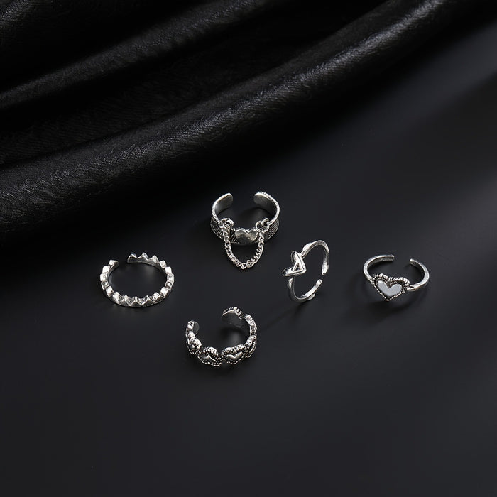 Wholesale Love Opening Ring Set, Five Piece Set, Personalized, Niche, High End, Hand Accessories