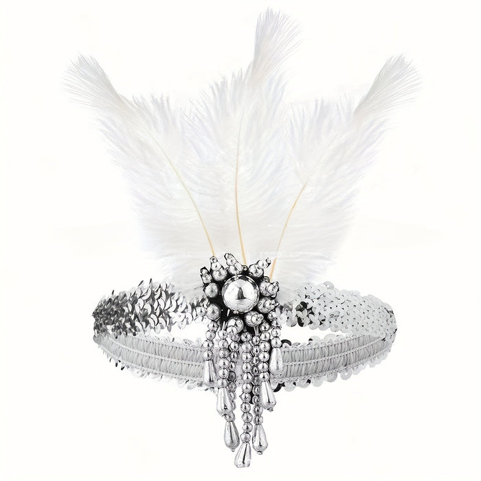 Wholesale Purple Feather Headband 1920S Gatsby Style Hair Accessory For Masquerade Party
