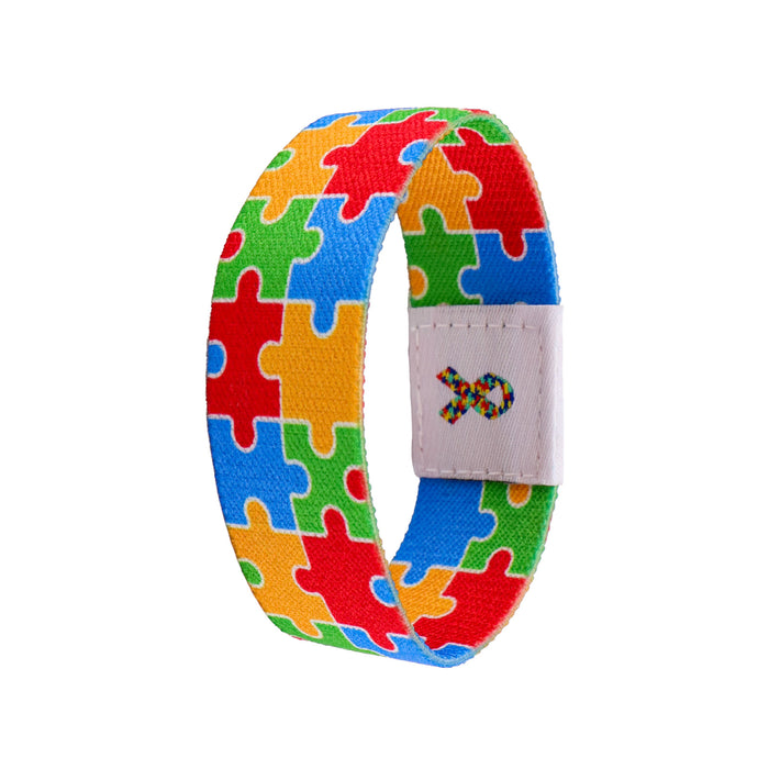 Wholesale 10pcs Colorful Jigsaw Puzzle-Patterned Washable Elastic Sports Wristband