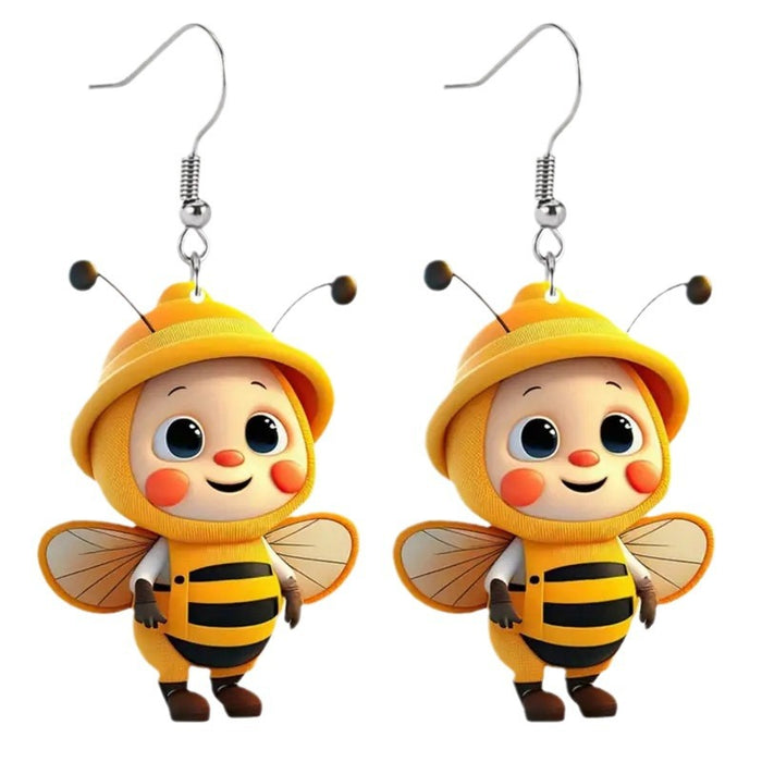 Wholesale Acrylic Flat Cartoon Bee Earrings JDC-ES-WenT032