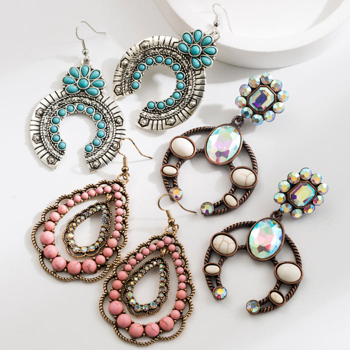 Wholesale Geometric teardrop-shaped turquoise earrings