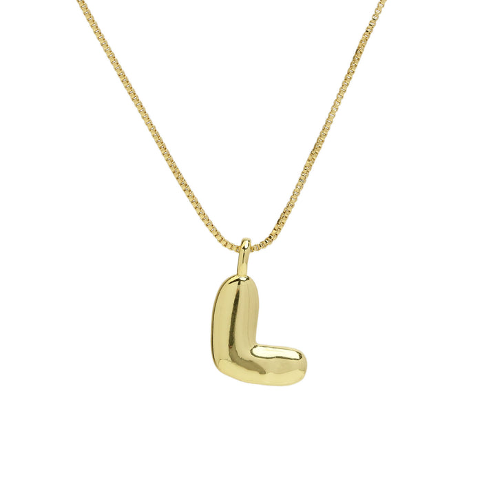 Wholesale 18k Brass Glossy Balloon 26 English Letters Necklace JDC-NE-BaiYi004