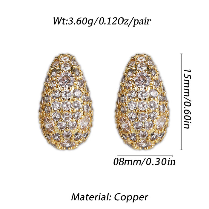 Wholesale Zircon Earrings High-end Geometric Jewelry JDC-ES-YJ001