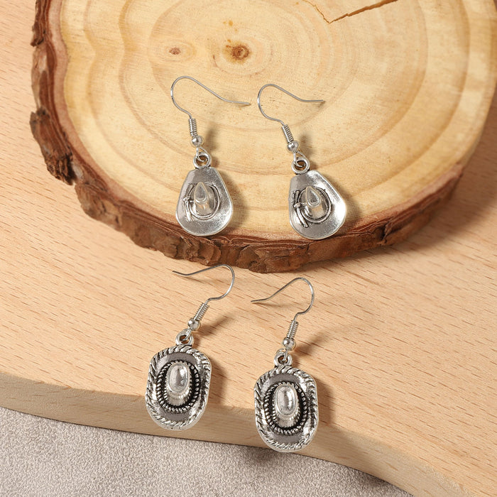 Wholesale Western Cowboy Geometric Pendant Ear Hook Earrings Creative Jewelry