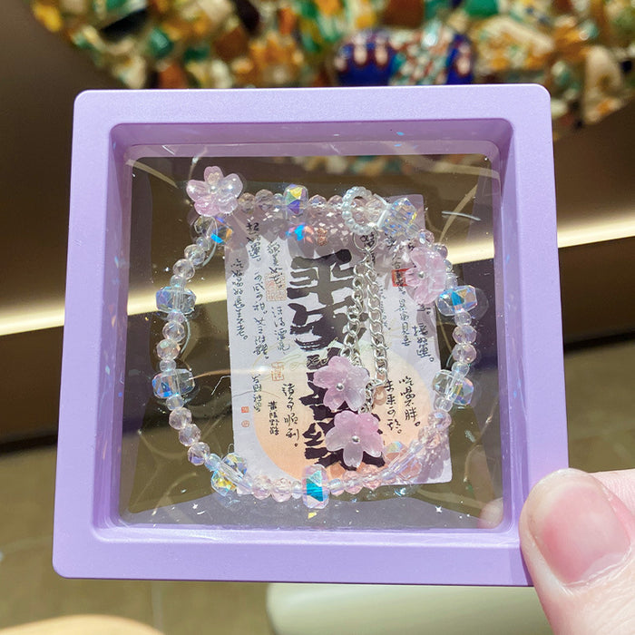 Wholesale Pink Flower Imitation Crystal Bracelet Stylish Gift Jewelry Accessory MOQ≥3