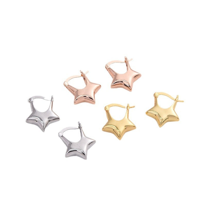 Wholesale Personalized temperament new earring three-dimensional five pointed star ear buckle