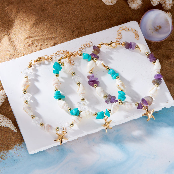Wholesale Shell Bohemian Necklace and Bracelet Set Star and Sea Motif Jewelry