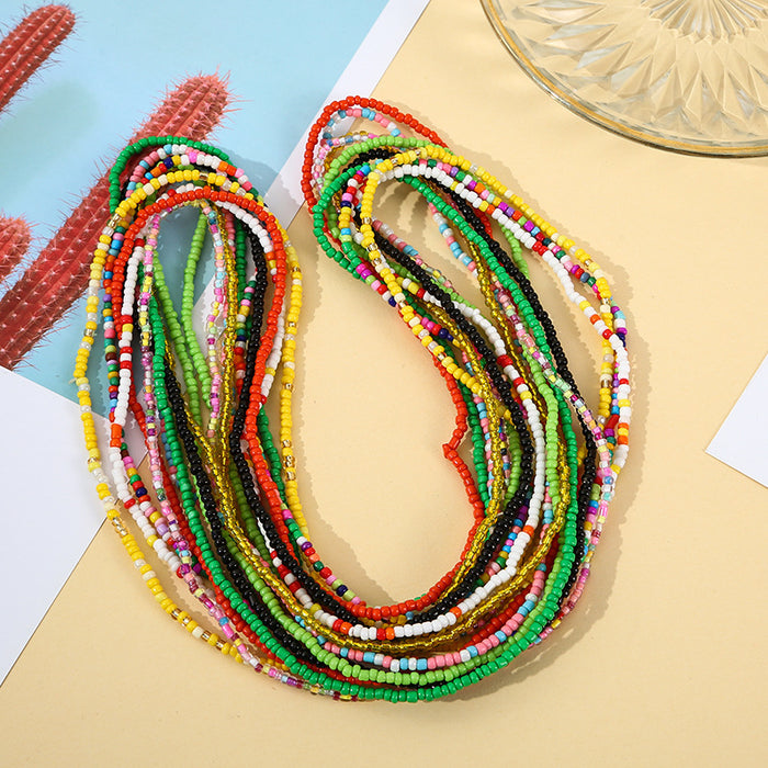 Wholesale Handmade colorful rice bead beach chain bracelet DIY finished bead string bracelet