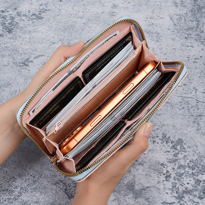 Wholesale Geometric Pattern PU Long Wallet with Phone Pocket - Trendy Fashion Accessory