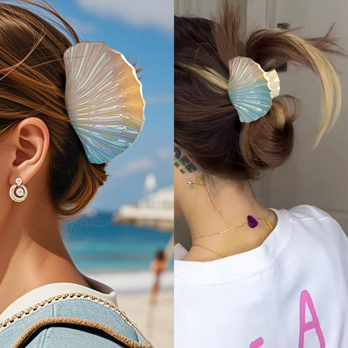 Wholesale Electroplated Plastic Hair Claw Clip with Gradient Shell Design Boutique