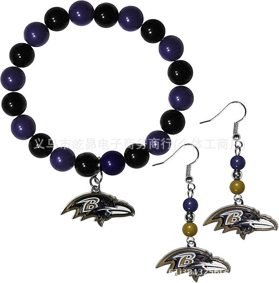 Wholesale Football Colored Candy Acrylic Bead Bracelet Earring Set