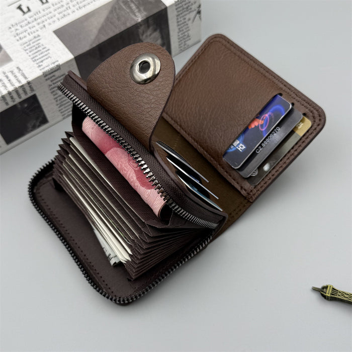 Wholesale PU Men' s Wallet - Car ing Line Large Capacity Solid Black MOQ≥2