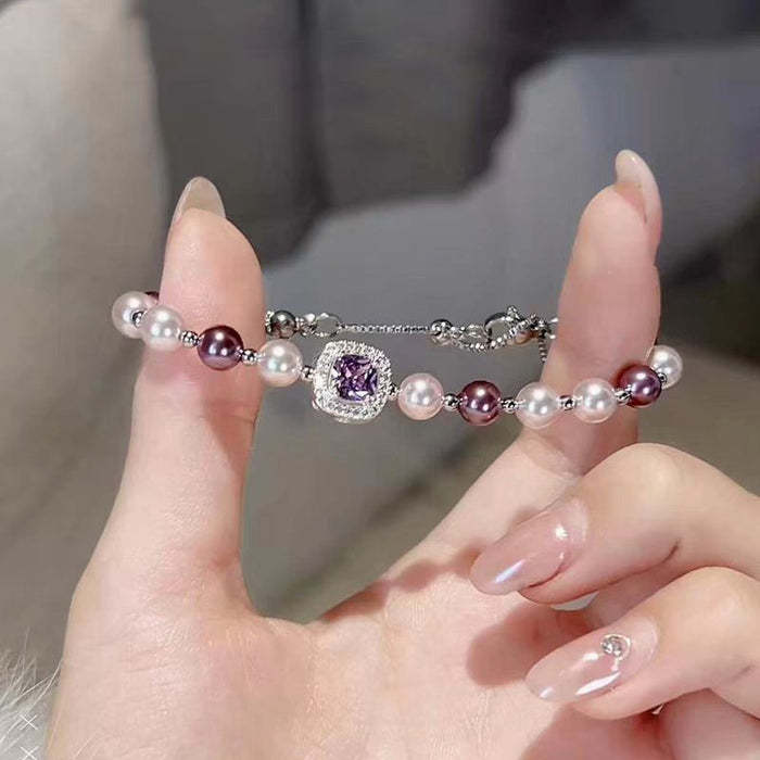 Wholesale Antique Imitation Turquoise Beaded Bracelet Stacked Metal Flower Bracelet Versatile Temperament Fashion Jewelry for Women