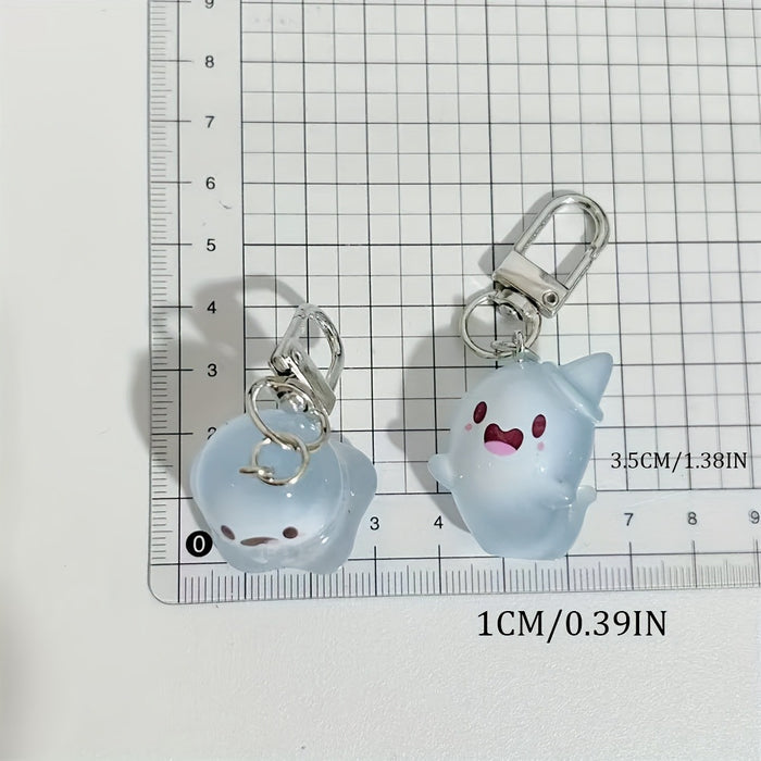 Wholesale Cute Glow-in-the-Dark Ghost Keychain Resin Material Includes Bag and Card Decorative