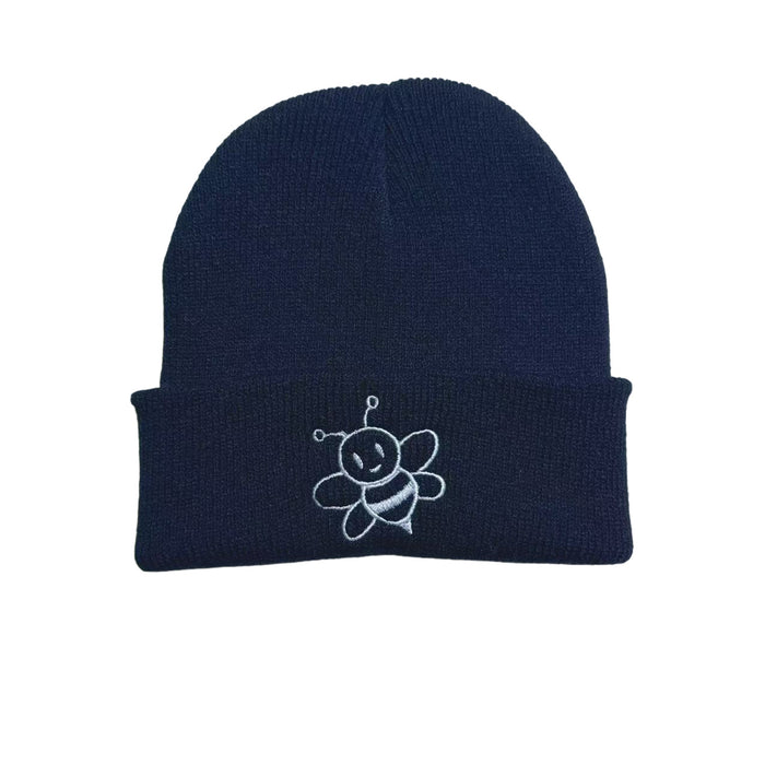 Wholesale Children' s embroidered bee knitted acrylic wool hat cute all-match warm earmuffs