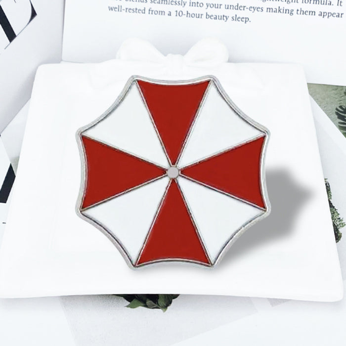 Wholesale Red Umbrella Brooch Pin Zinc Alloy Octagon Badge Fashion Accessory MOQ≥2