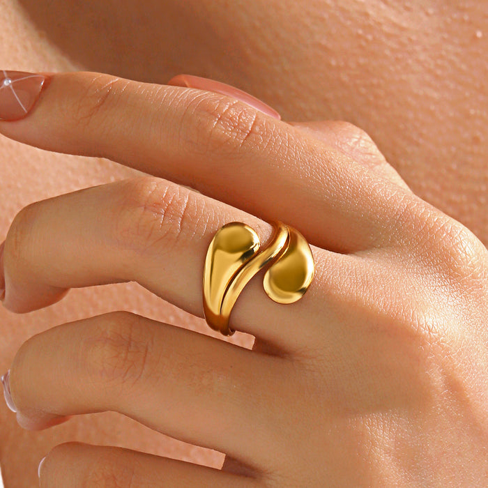 Wholesale Fashionable and trendy gold-plated minimalist Feng Shui drip ring, niche design, open-ended ring