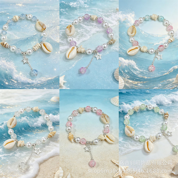 Wholesale Seaside Vacation Starfish Beaded Bracelet Glass Glazed Jewelry Gift