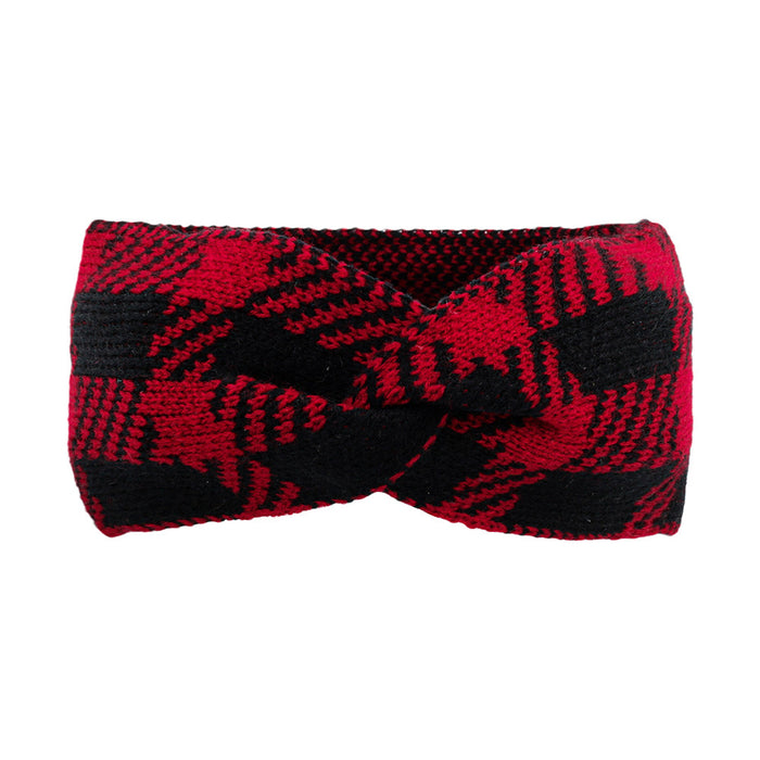 Wholesale Bow Check Acrylic Yarn Headband JDC-HD-XQ002