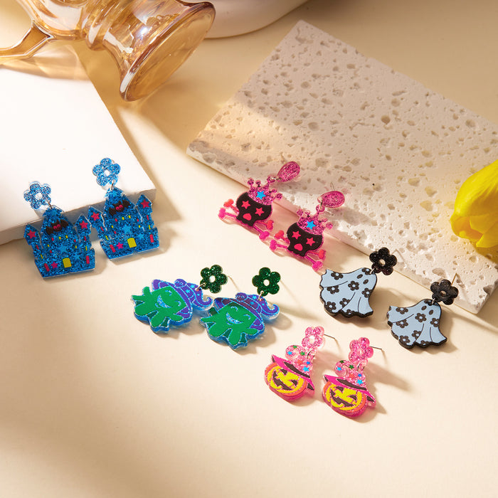 Wholesale  Earrings for Women Niche All-match Design Pumpkin Head Ghost Acrylic Earrings