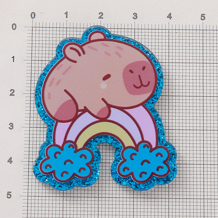 Wholesale New Sparkling Pink Cartoon Capibala Jewelry Patch Wear resistant Cute Shoe Flower Acrylic Pendant DIY Patch