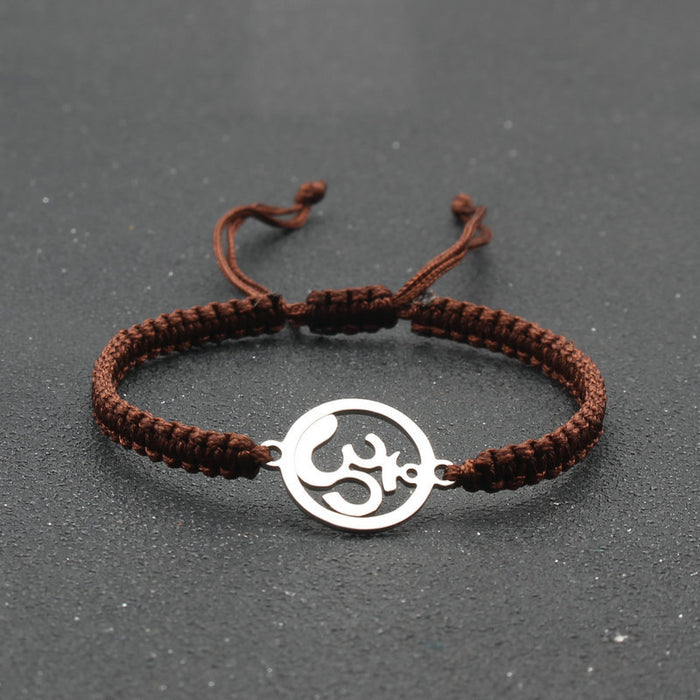 Wholesale  jewelry stainless steel round OM bracelet hand-woven adjustable hand rope