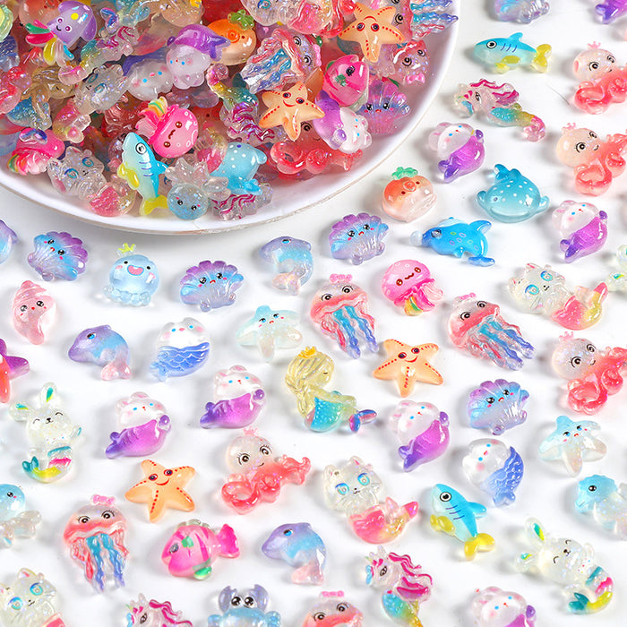 Wholesale Transparent luminous resin accessories DIY cream glue phone case hole shoe buckle hair clip patch