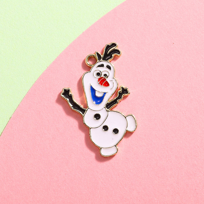 Wholesale retention animation cartoon snow treasure snowman jewelry pendant diy earrings drop oil creative cute bracelet pendant