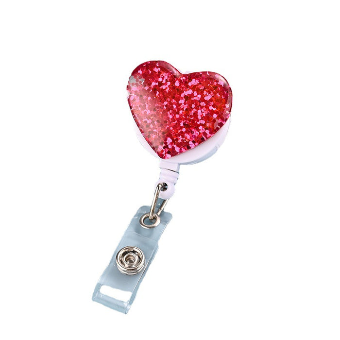 Wholesale Glitter Resin Heart Telescopic Buckle Keychain JDC-KC-ChangQi002