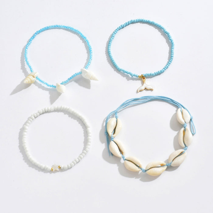 Wholesale Foot Chain Fashion Elastic Rice Bead Foot Chain Set