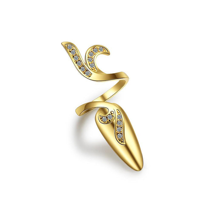 Wholesale Personalized, fashionable, creative, open finger joint ring, nail ring, temperament, diamond studded nail set jewelry wholesale