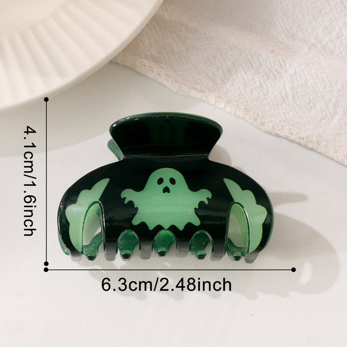 Wholesale  Glow In The Dark Acrylic Hair Claw Clip Pumpkin Face Design Women S Party Hair Accessory