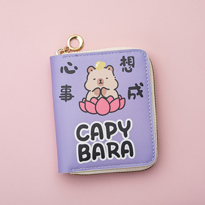 Wholesale Cute Cartoon Short PU Capi Bara Children Student Simple Coin Purse Card Holder Wallet JDC-WT-QT003