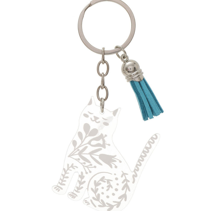 Wholesale Kitten Transparent Acrylic Tassel Pendant Keychain JDC-KC-RongRui043