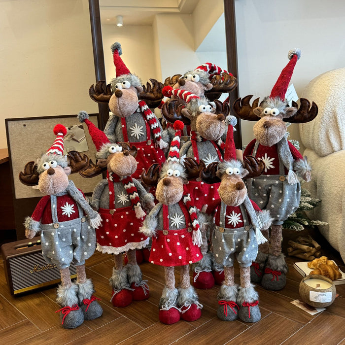 Wholesale  Elk Doll Four-legged Deer Doll Santa Festival Snowman Doll Window Decorations Ornaments