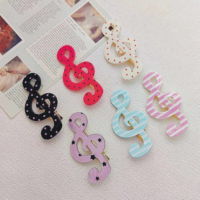 Wholesale Polka dot cartoon musical note acrylic hair clip