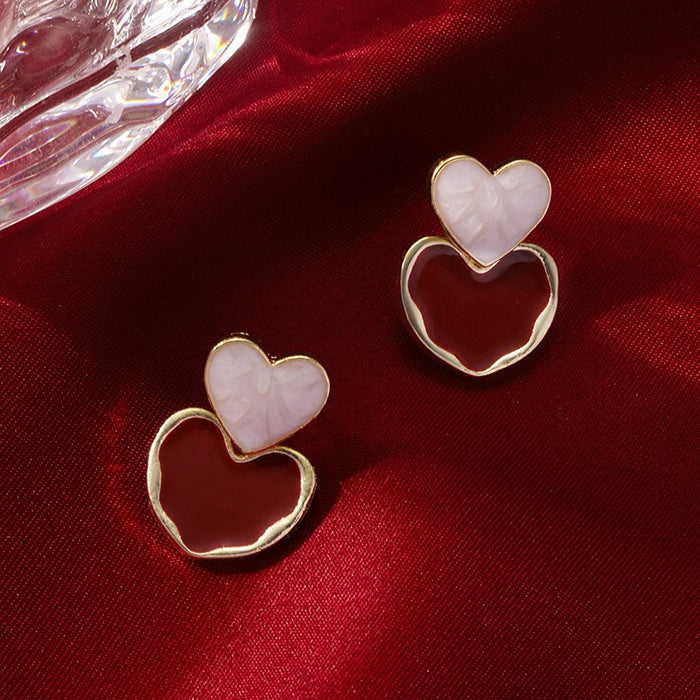 Wholesale Silver needle wine red light luxury retro female temperament pearl earrings high-end earrings