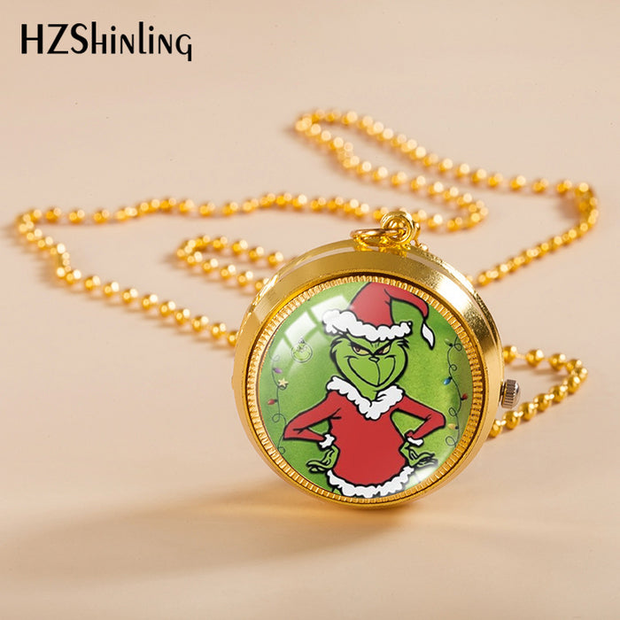 Wholesale Alloy Christmas Monster Grinch Rotating Pocket Watch JDC-PH-XiangL002