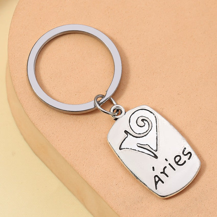 Wholesale Alloy Electroplating Constellation English Letter Keychain JDC-KC-RongRui071