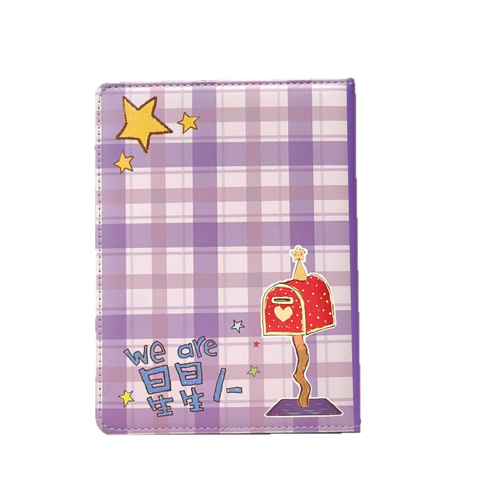 Wholesale A5 PU Leather Cartoon Notebook with Gold Foil Star Print Purple Student Journal
