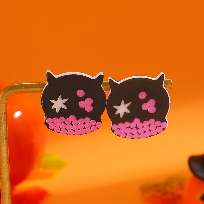 Wholesale  candy ghost hat earrings acrylic small holiday earrings cartoon cute funny earrings