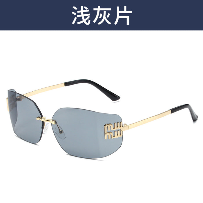 Wholesale Frameless sunglasses, light luxury and high-end retro street photography sunglasses