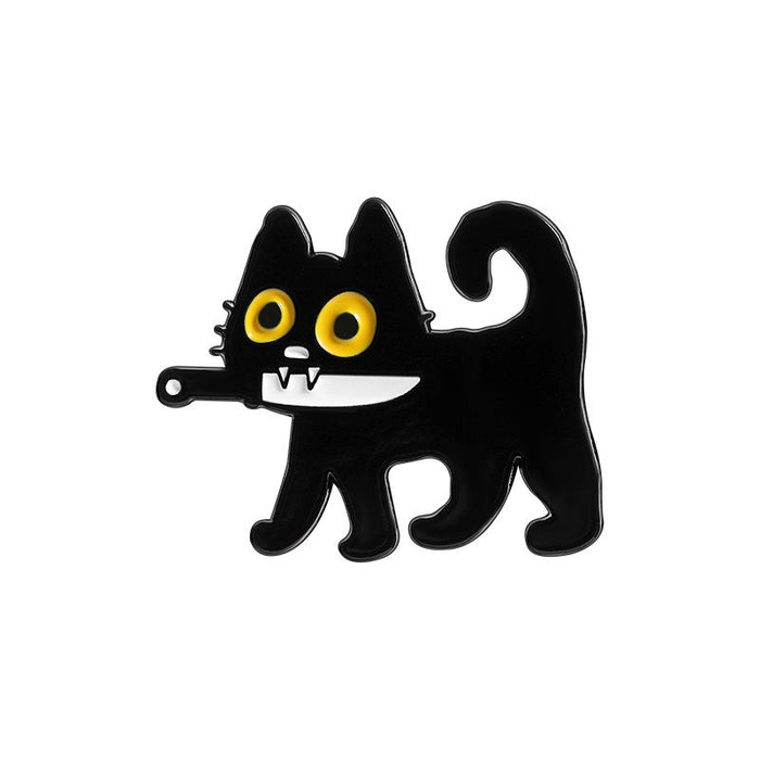 Wholesale Funny Cartoon Cat Duck Enamel Pin Set Knife Wielding Brooch Zinc Alloy Baking Finish Jewelry Accessory For Resale