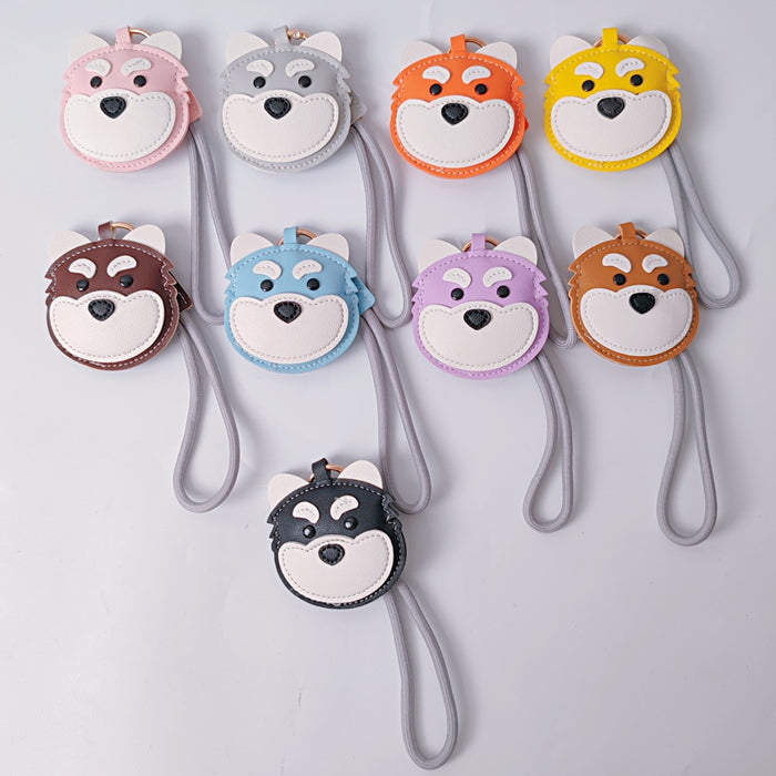 Wholesale PU Leather Black Husky Cartoon Dog Keychain Bag Charm Trendy Car Key Accessory