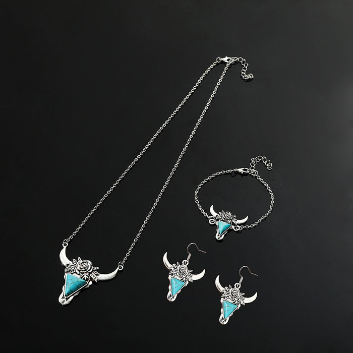 Wholesale Western Vintage-Style Bullhead &  Turquoise Jewelry Set