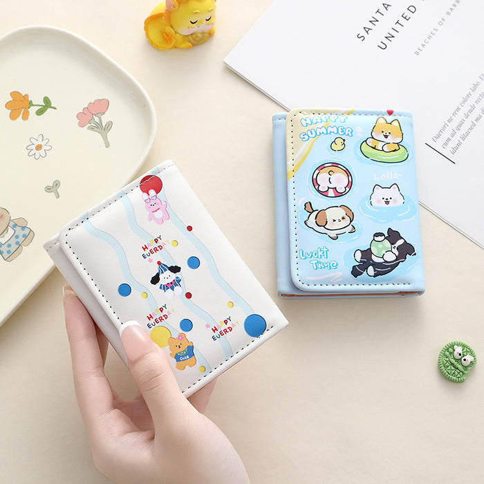 Wholesale Big Ear Dog Cute Cartoon Small Wallet Cute Large Capacity Three-fold Internet Popular Short Wallet MOQ≥2